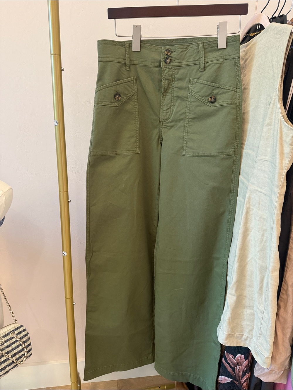 Joe's Jeans Olive Green Wide-Leg Utility Pants